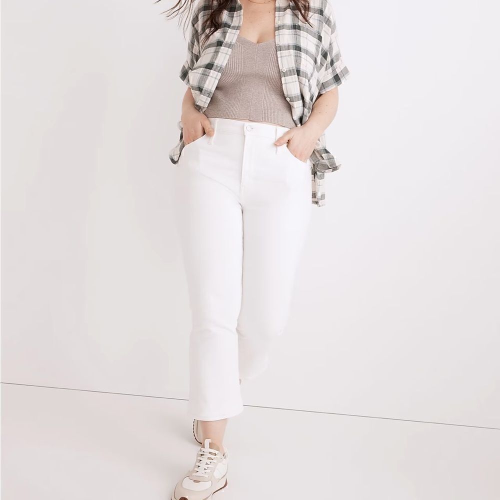 NWT Madewell Cali Demi-Boot Jeans Womens White High Rise Stretch Denim 36